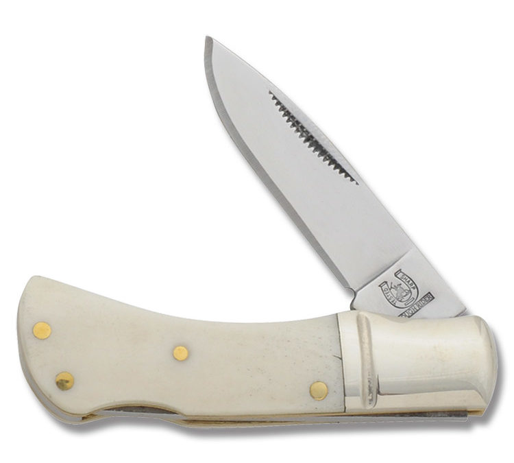 Mustang Pocket Lockback White Smooth Bone Handle