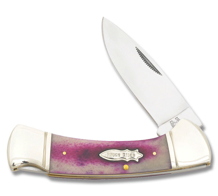 Lockback Purple Smooth Bone Handle