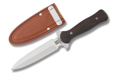 Large Boot Knife Checkered Wood Handle